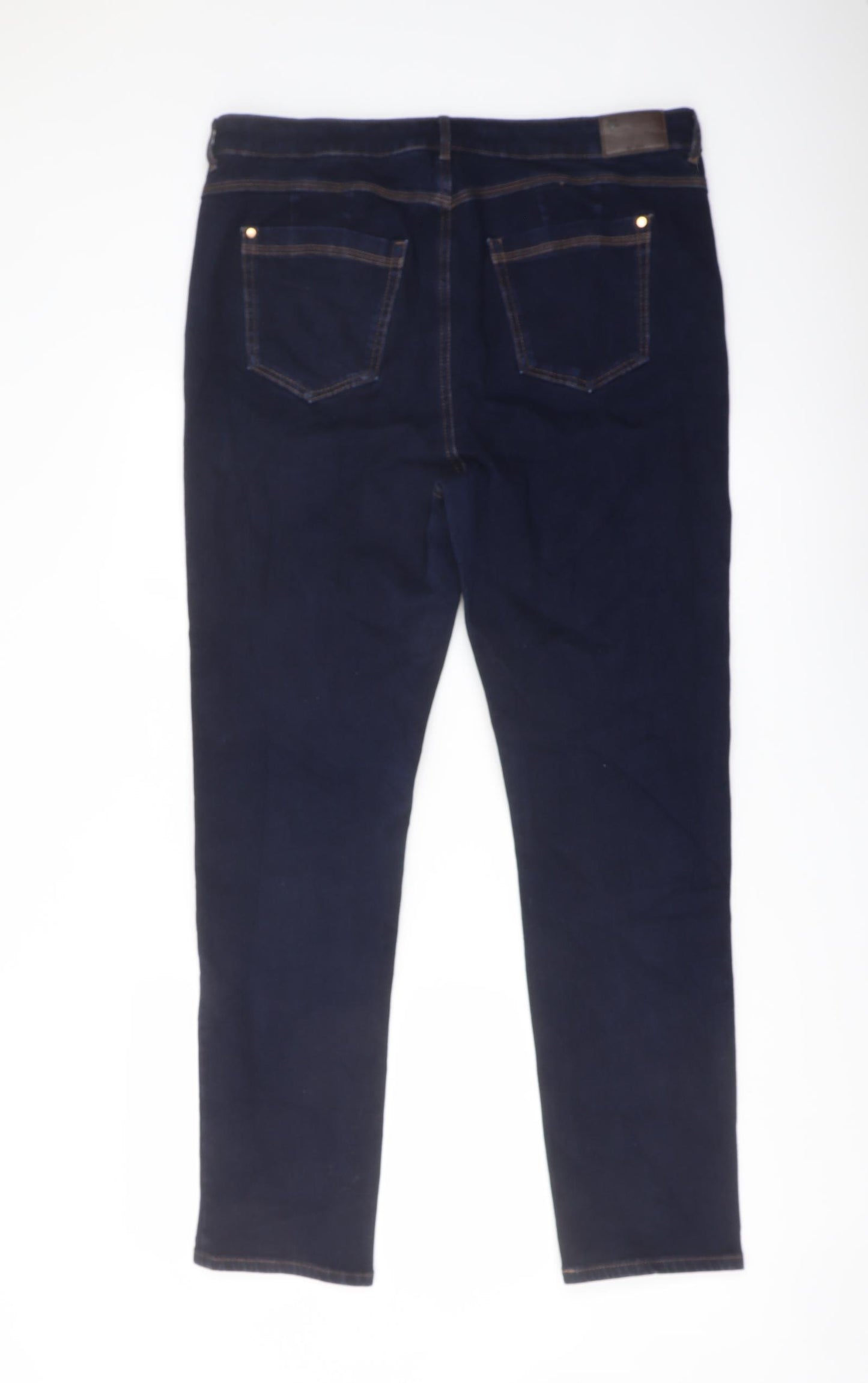 Marks and Spencer Womens Blue Cotton Straight Jeans Size 18 L29 in Slim Button