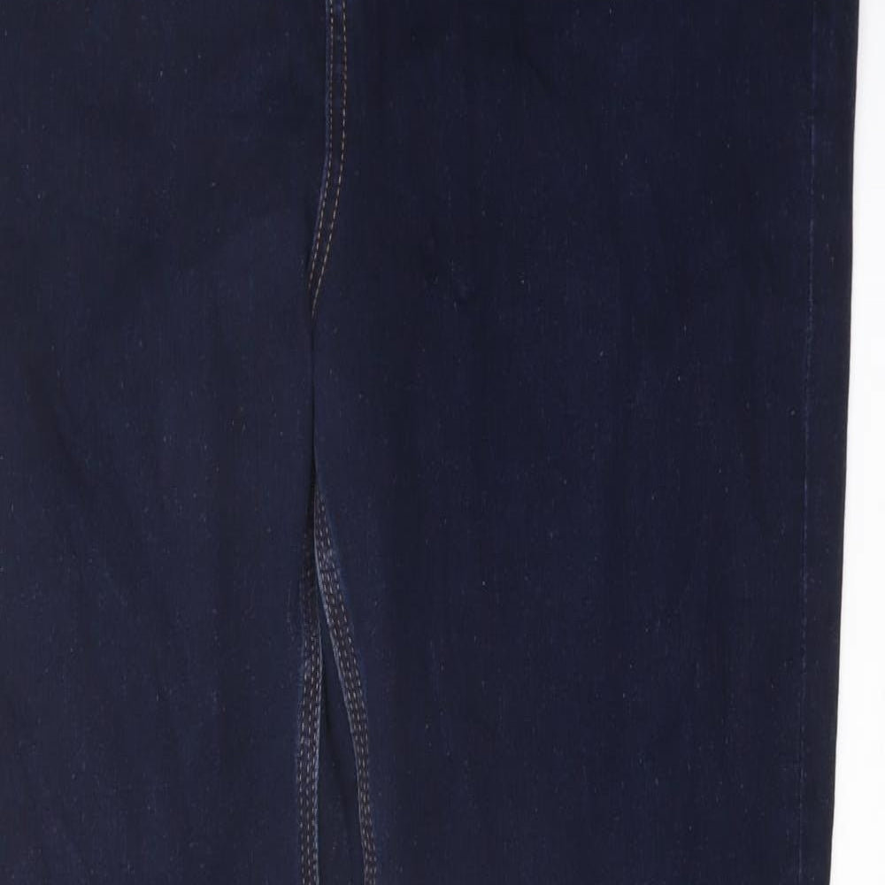 Marks and Spencer Womens Blue Cotton Straight Jeans Size 18 L29 in Slim Button
