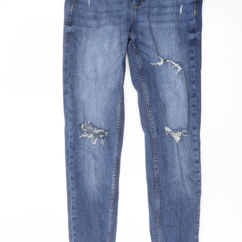 Denim & Co. Womens Blue Cotton Skinny Jeans Size 8 L26 in Regular Button