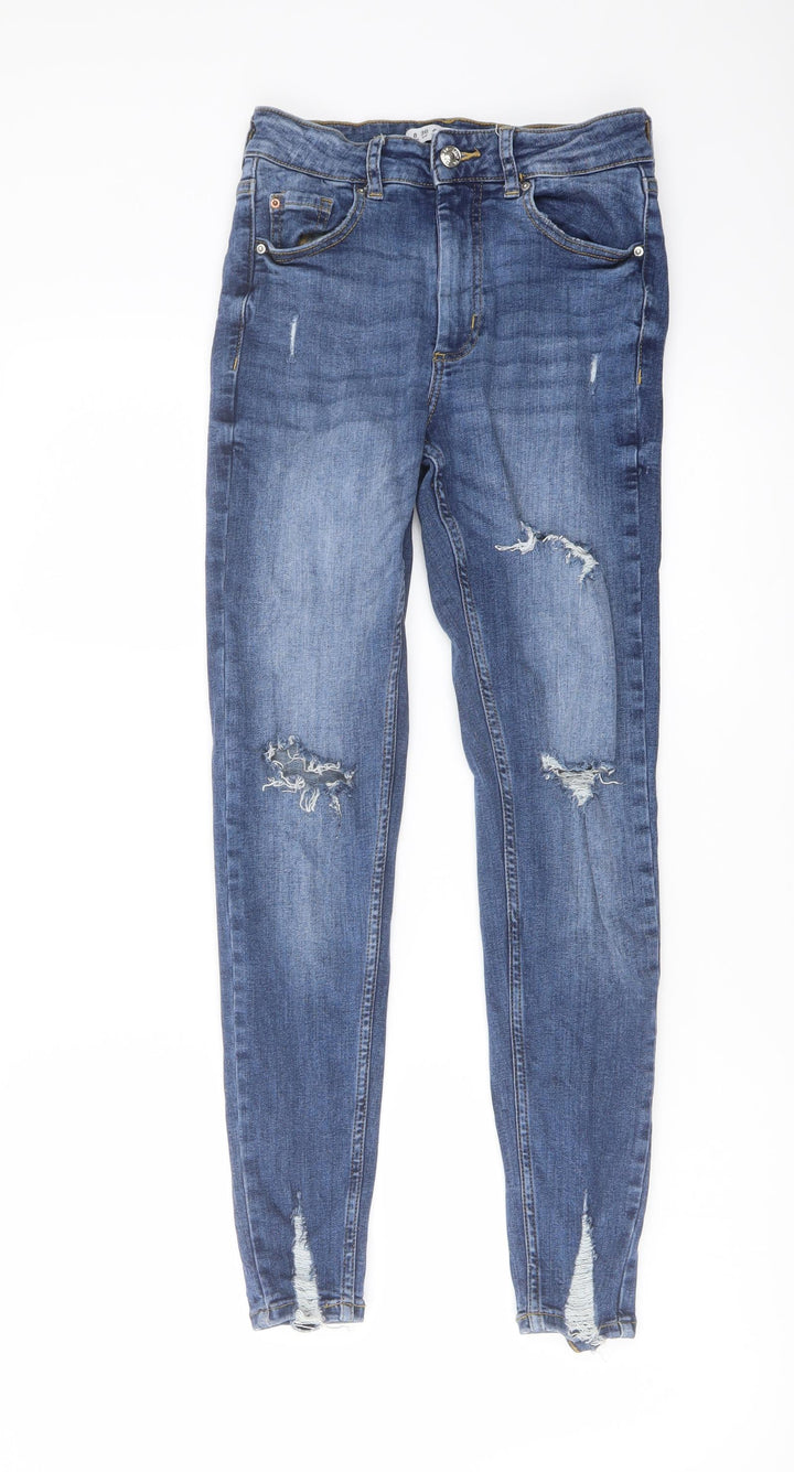 Denim & Co. Womens Blue Cotton Skinny Jeans Size 8 L26 in Regular Button
