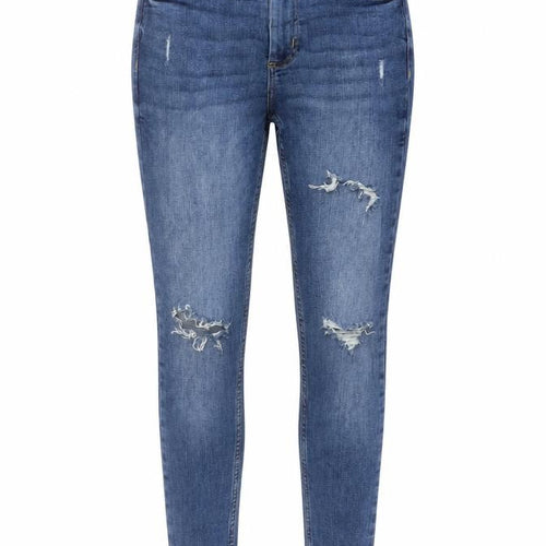 Denim & Co. Womens Blue Cotton Skinny Jeans Size 8 L26 in Regular Button