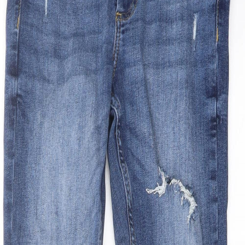 Denim & Co. Womens Blue Cotton Skinny Jeans Size 8 L26 in Regular Button