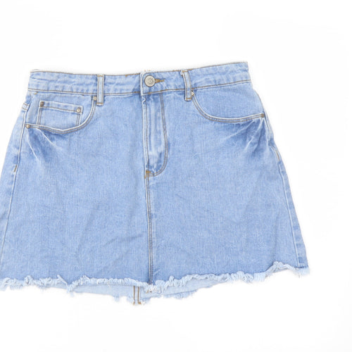 FOREVER 21 Womens Blue Cotton A-Line Skirt Size 28 in Button