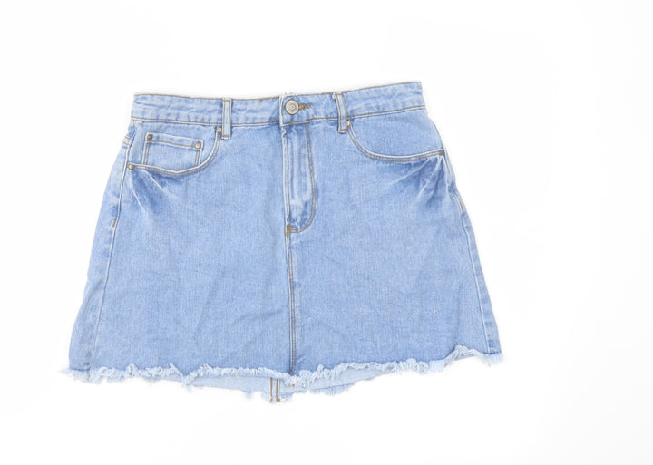 FOREVER 21 Womens Blue Cotton A-Line Skirt Size 28 in Button
