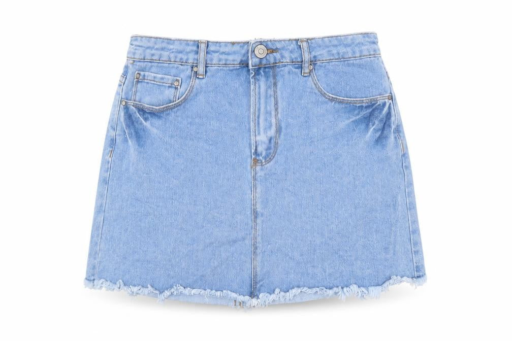 FOREVER 21 Womens Blue Cotton A-Line Skirt Size 28 in Button