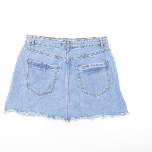 FOREVER 21 Womens Blue Cotton A-Line Skirt Size 28 in Button