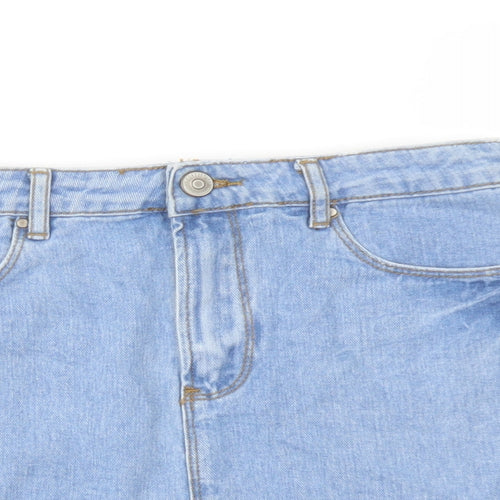 FOREVER 21 Womens Blue Cotton A-Line Skirt Size 28 in Button