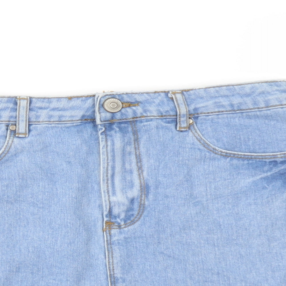 FOREVER 21 Womens Blue Cotton A-Line Skirt Size 28 in Button