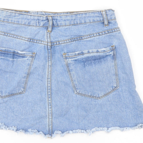 FOREVER 21 Womens Blue Cotton A-Line Skirt Size 28 in Button