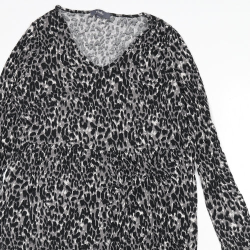 Studio Womens Grey Animal Print Viscose Sheath Size 16 V-Neck Pullover - Size 16-18, Leopard Print