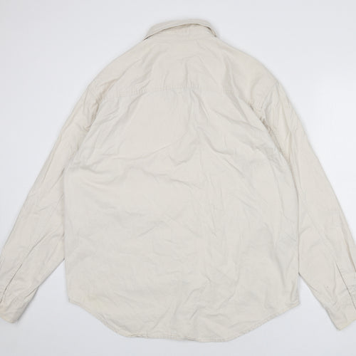 Levi's Mens Beige Cotton Button-Up Size L Collared Button