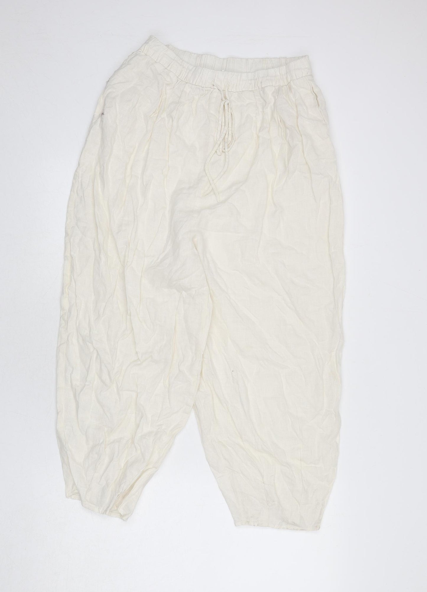 Zara Womens Ivory Polyester Bloomer Trousers Size M L21 in Regular - Size M/L