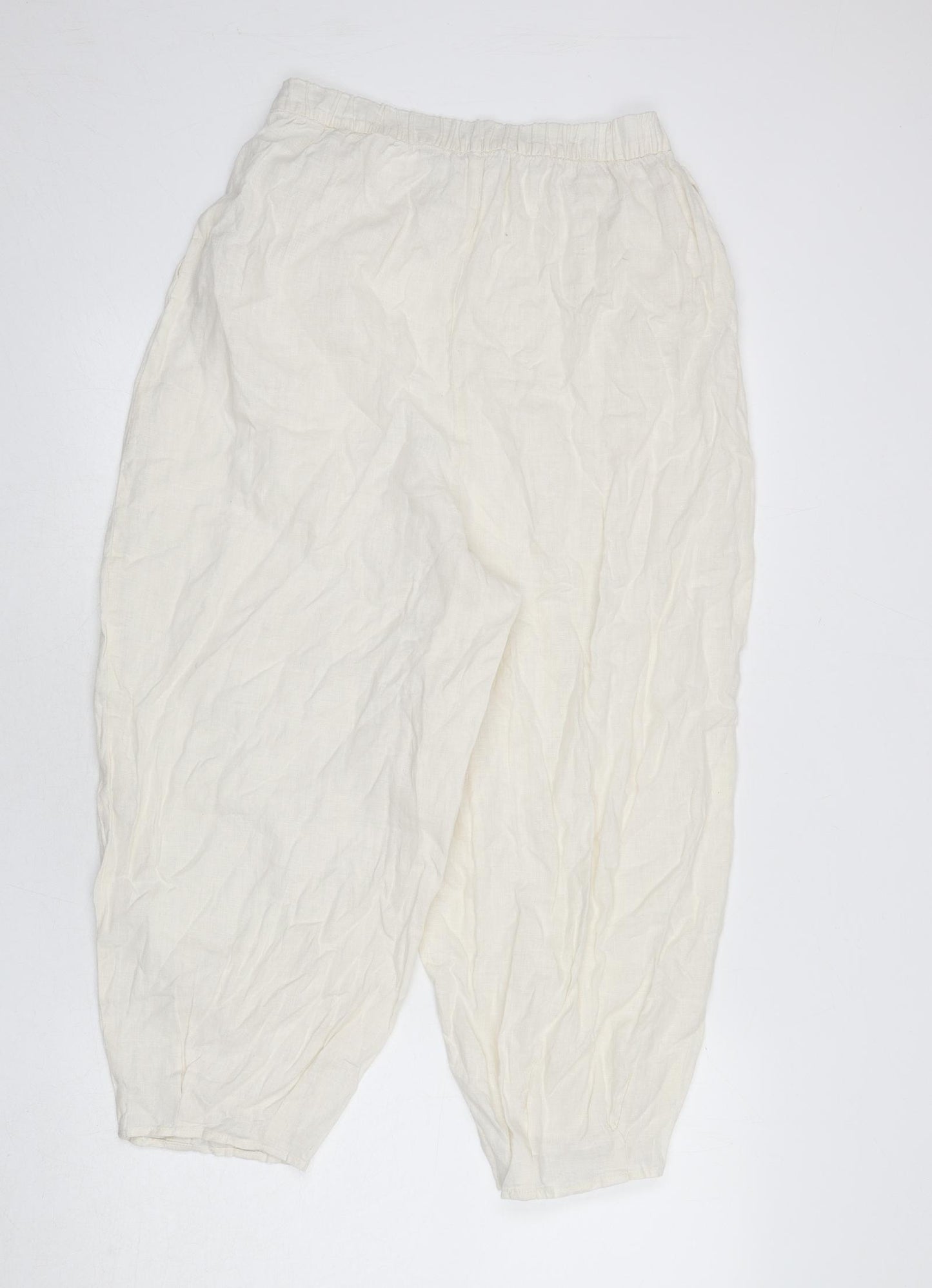 Zara Womens Ivory Polyester Bloomer Trousers Size M L21 in Regular - Size M/L