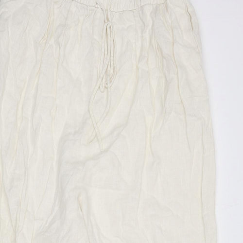 Zara Womens Ivory Polyester Bloomer Trousers Size M L21 in Regular - Size M/L