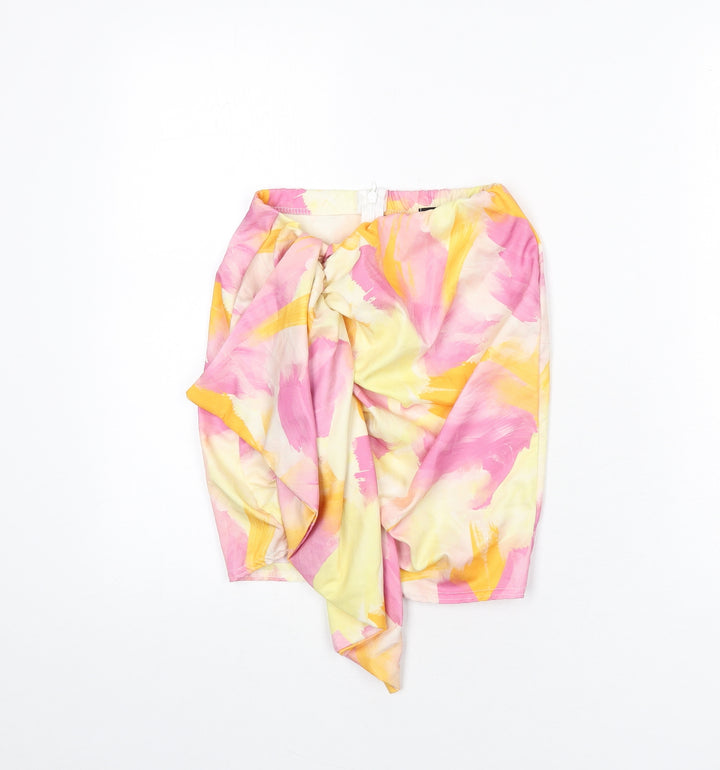 Missy Empire Womens Multicoloured Geometric Polyester Mini Skirt Size 6 Zip - Ruffle Detail