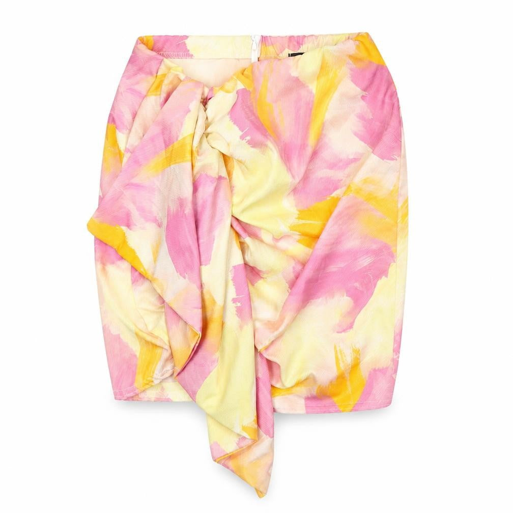 Missy Empire Womens Multicoloured Geometric Polyester Mini Skirt Size 6 Zip - Ruffle Detail