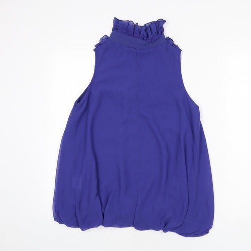 MK One Womens Blue Polyester Basic Blouse Size 14 Collared - Lace Detail