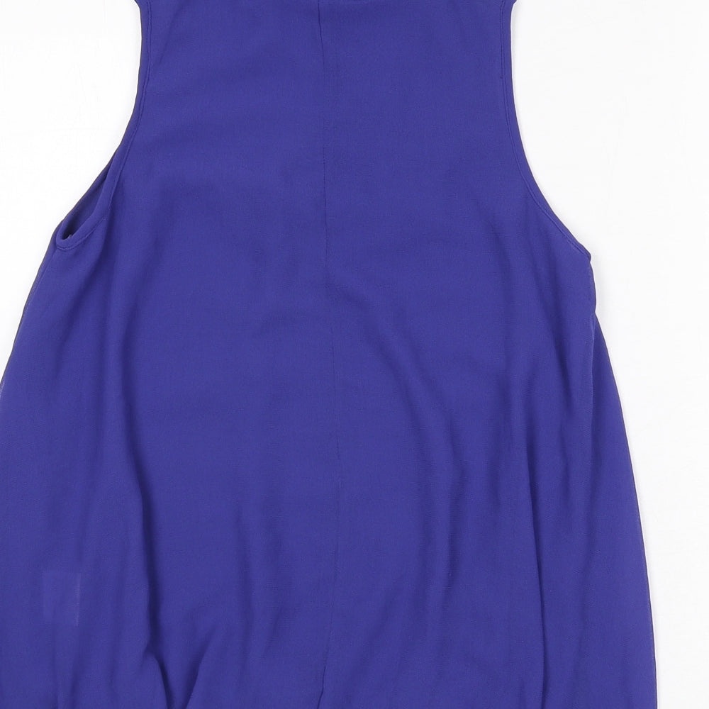 MK One Womens Blue Polyester Basic Blouse Size 14 Collared - Lace Detail