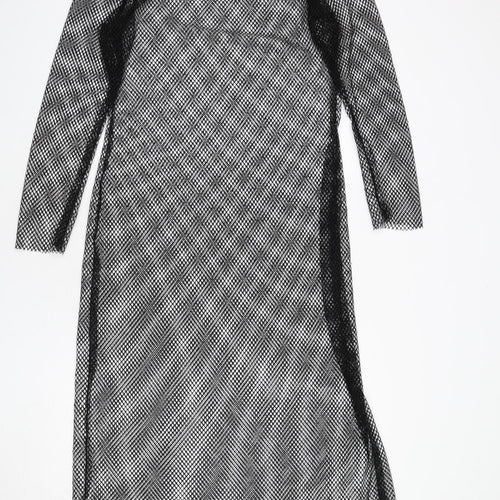 Marks and Spencer Womens Black Polyester A-Line Size 16 Round Neck Pullover - Net Look, Cover Up