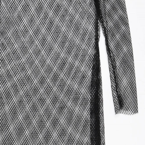 Marks and Spencer Womens Black Polyester A-Line Size 16 Round Neck Pullover - Net Look, Cover Up