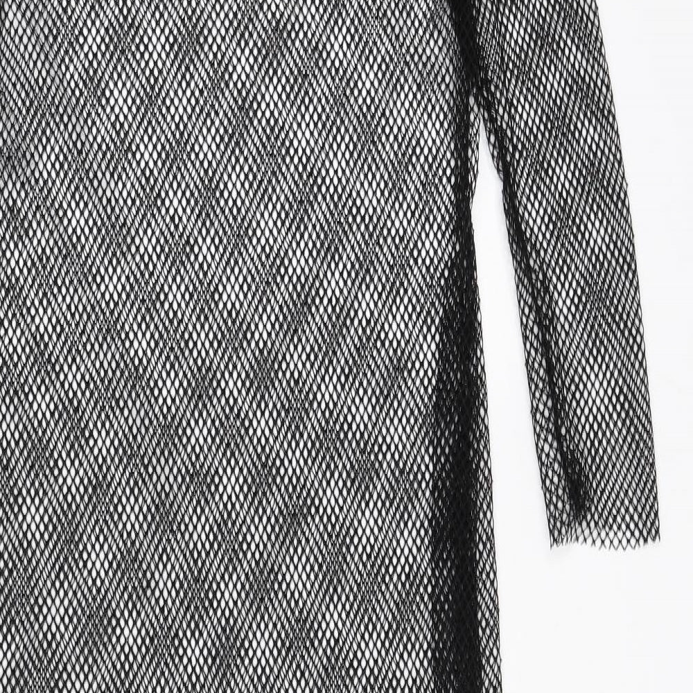 Marks and Spencer Womens Black Polyester A-Line Size 16 Round Neck Pullover - Net Look, Cover Up