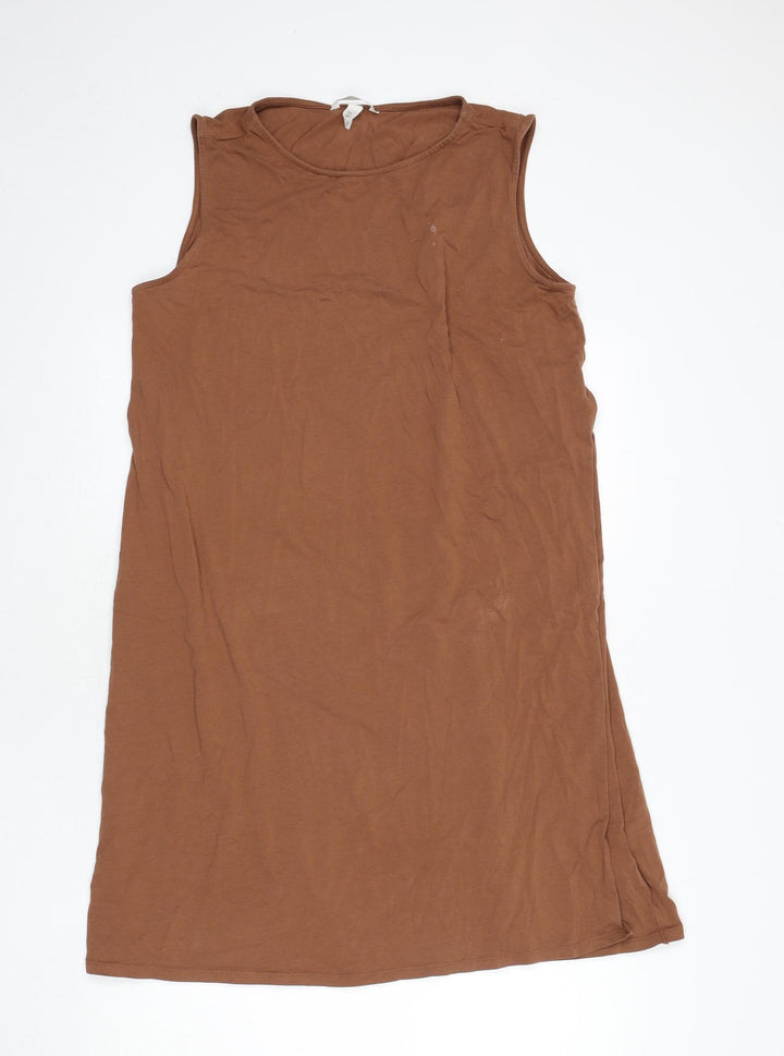 H&M Womens Brown Cotton A-Line Size L Round Neck Pullover
