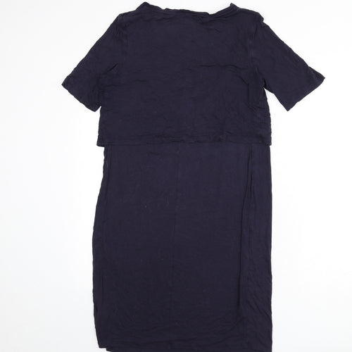 New Look Womens Blue Viscose Sheath Size 12 Round Neck Pullover