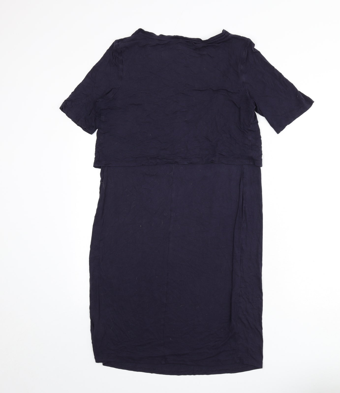 New Look Womens Blue Viscose Sheath Size 12 Round Neck Pullover
