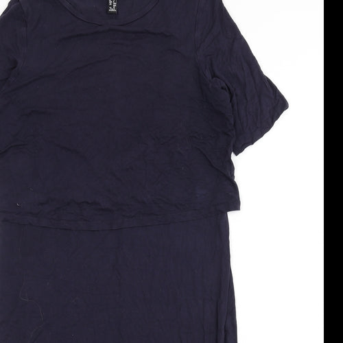 New Look Womens Blue Viscose Sheath Size 12 Round Neck Pullover