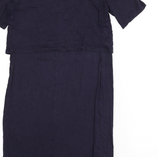 New Look Womens Blue Viscose Sheath Size 12 Round Neck Pullover