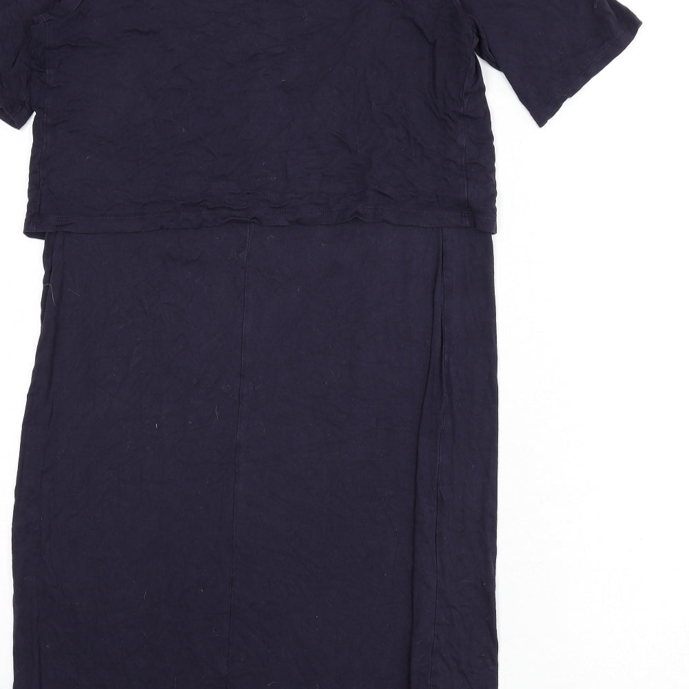 New Look Womens Blue Viscose Sheath Size 12 Round Neck Pullover