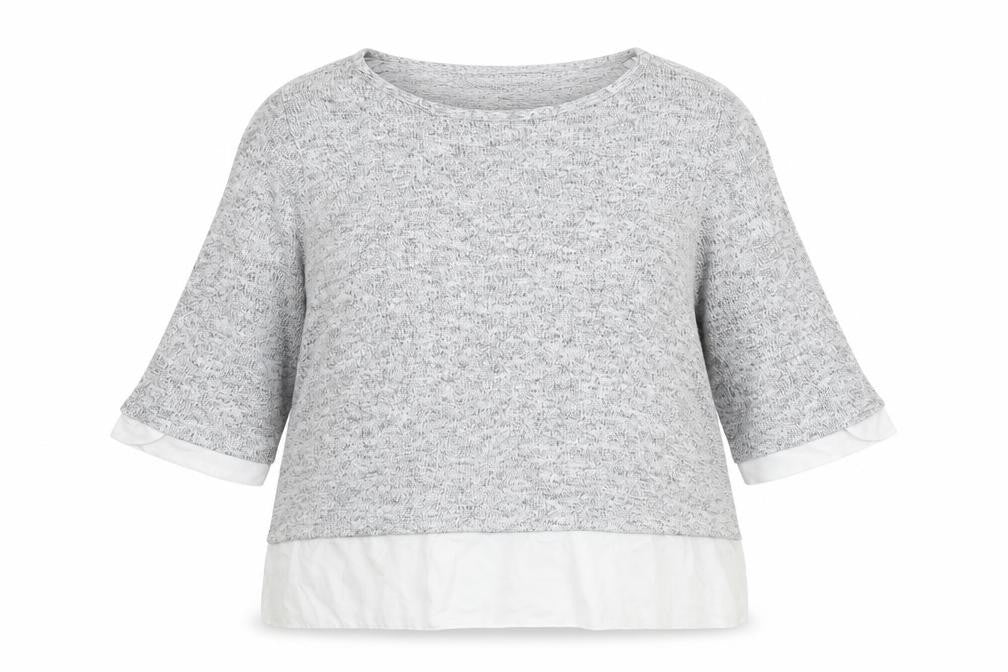 Front view of Wallis women’s grey boat neck viscose jumper, size UK 14