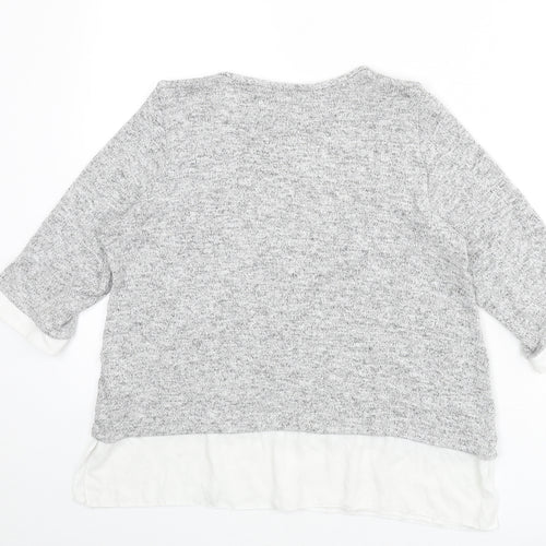 Wallis Womens Grey Boat Neck Viscose Pullover Jumper Size 14