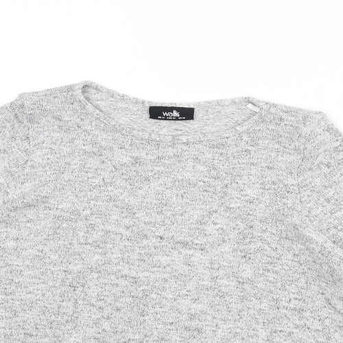 Wallis Womens Grey Boat Neck Viscose Pullover Jumper Size 14