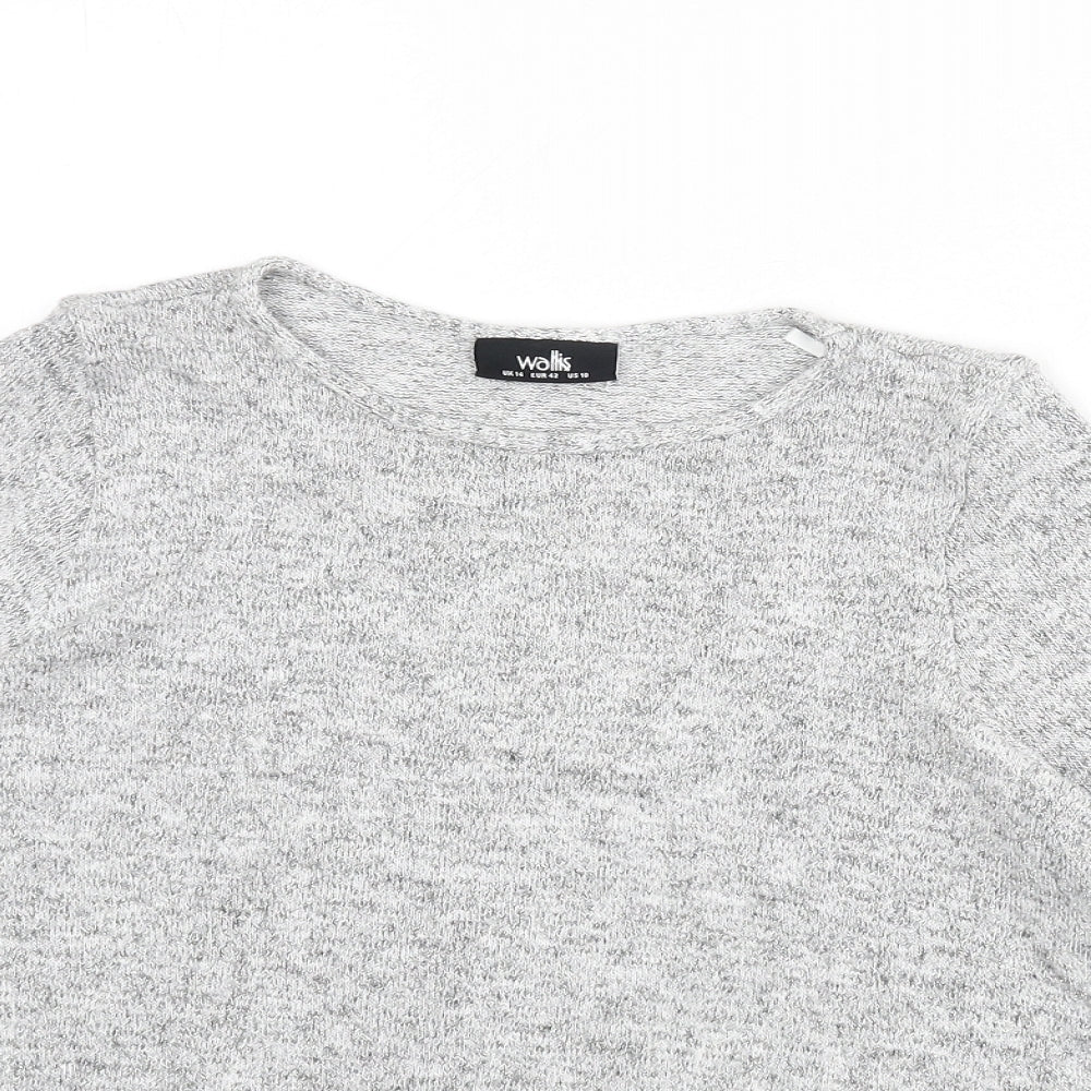 Wallis Womens Grey Boat Neck Viscose Pullover Jumper Size 14