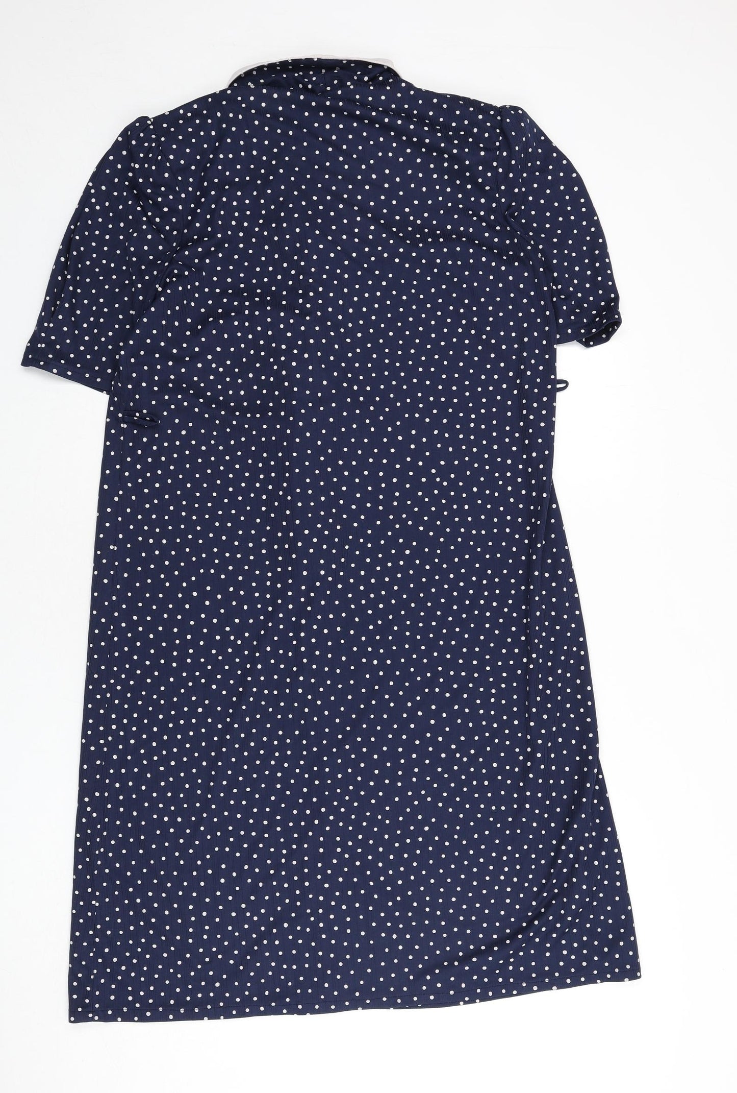 Canada Womens Blue Polka Dot Polyester A-Line Size 18 Collared Button - Shoulder Pads