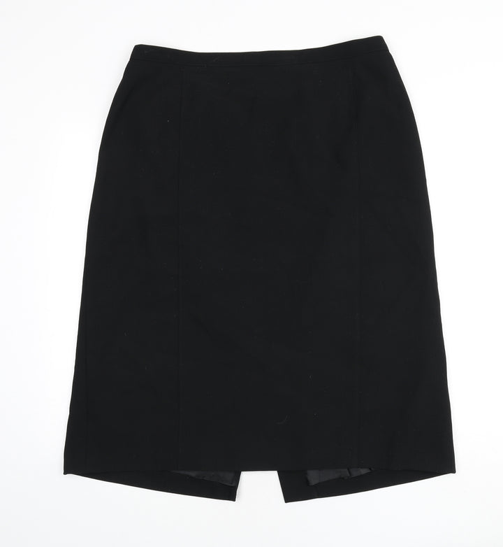 ELVI Womens Black Polyester Straight & Pencil Skirt Size 10 Zip - Slit