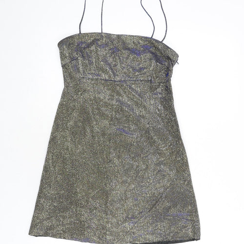 Pins & Needles Womens Gold Polyester Mini Size S Square Neck Zip