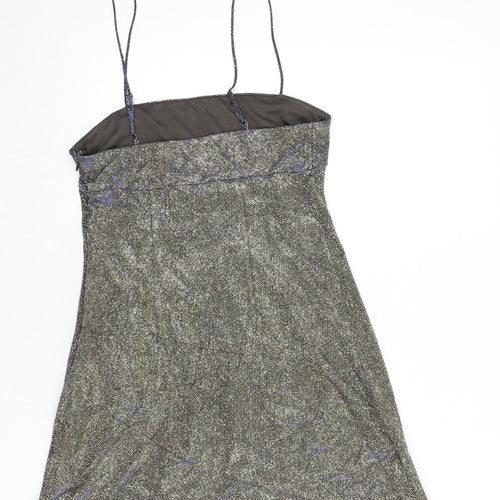 Pins & Needles Womens Gold Polyester Mini Size S Square Neck Zip