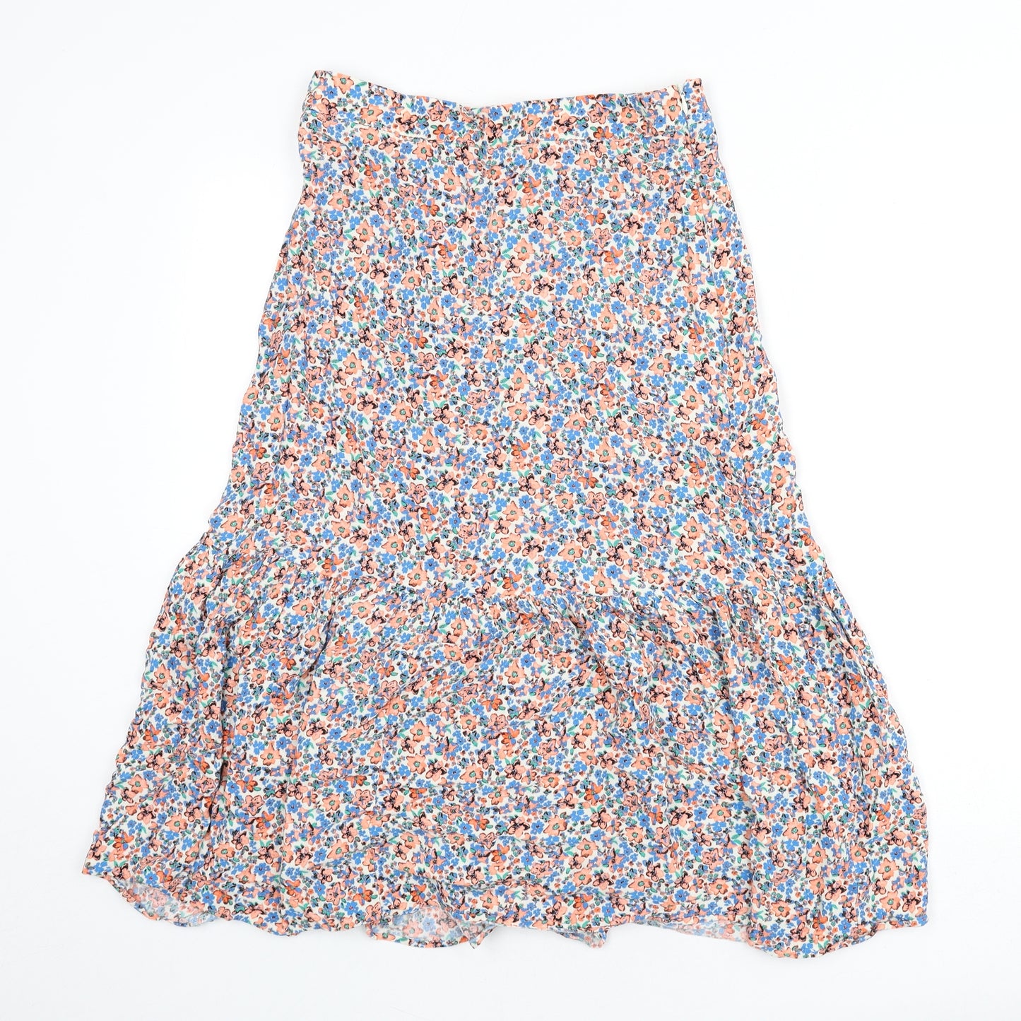 Marks and Spencer Womens Multicoloured Floral Viscose Flare Skirt Size 10 Zip