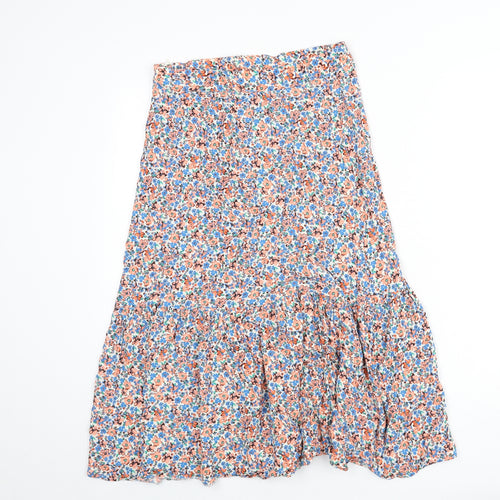 Marks and Spencer Womens Multicoloured Floral Viscose Flare Skirt Size 10 Zip