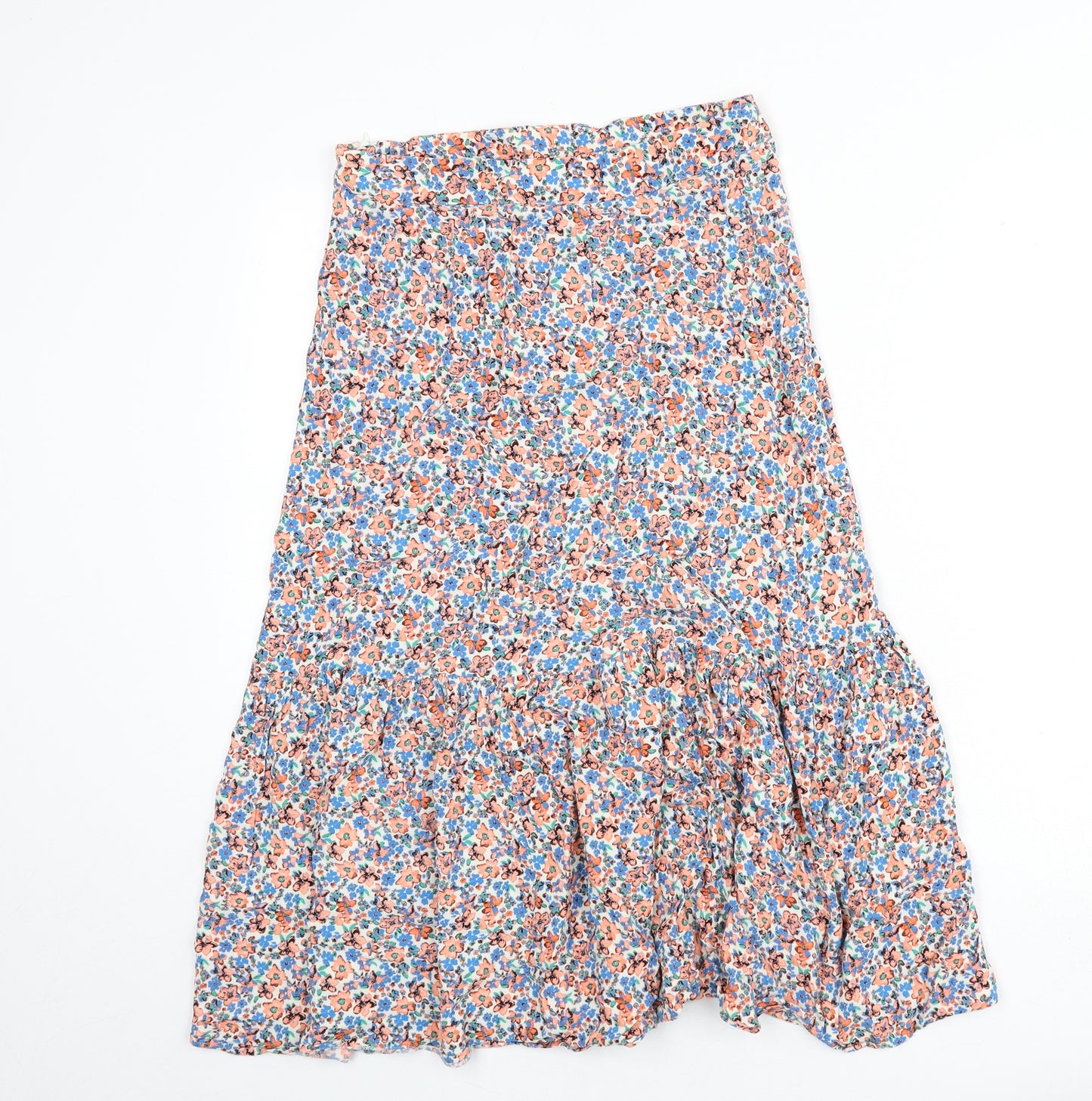 Marks and Spencer Womens Multicoloured Floral Viscose Flare Skirt Size 10 Zip
