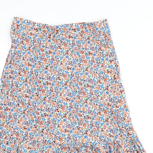 Marks and Spencer Womens Multicoloured Floral Viscose Flare Skirt Size 10 Zip