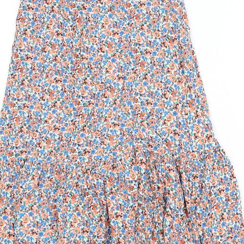 Marks and Spencer Womens Multicoloured Floral Viscose Flare Skirt Size 10 Zip