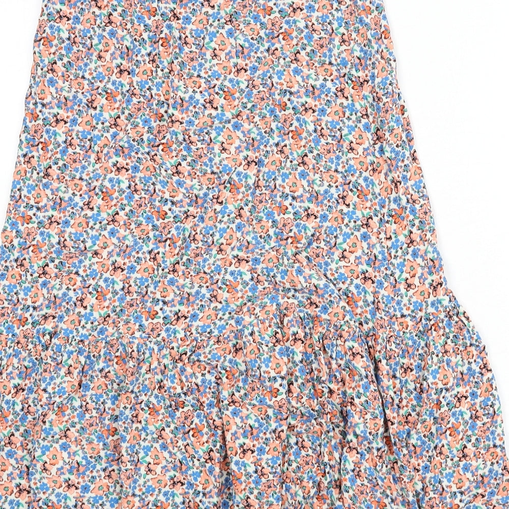 Marks and Spencer Womens Multicoloured Floral Viscose Flare Skirt Size 10 Zip
