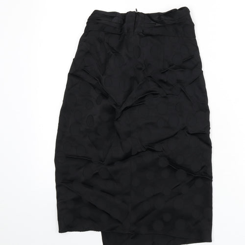 Zara Womens Black Polka Dot Viscose Straight & Pencil Skirt Size XS Zip
