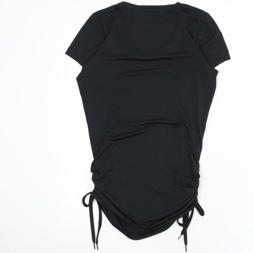 Studiotwo Womens Black Polyester Basic T-Shirt Size 8 V-Neck Pullover - Ruched Sides
