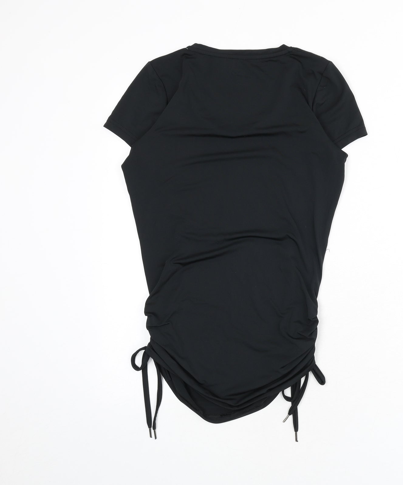 Studiotwo Womens Black Polyester Basic T-Shirt Size 8 V-Neck Pullover - Ruched Sides
