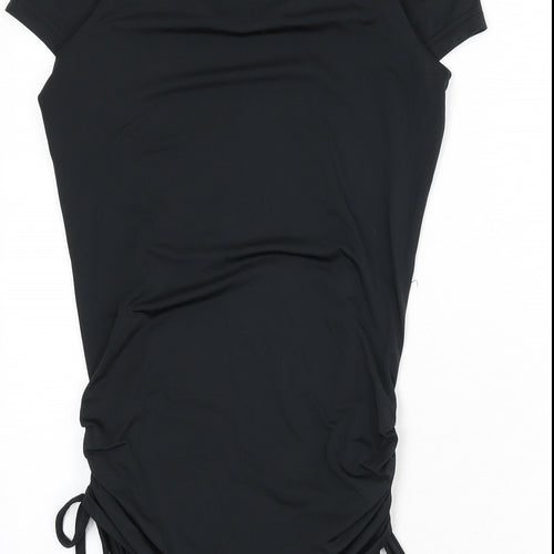 Studiotwo Womens Black Polyester Basic T-Shirt Size 8 V-Neck Pullover - Ruched Sides