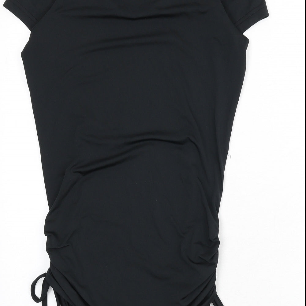 Studiotwo Womens Black Polyester Basic T-Shirt Size 8 V-Neck Pullover - Ruched Sides